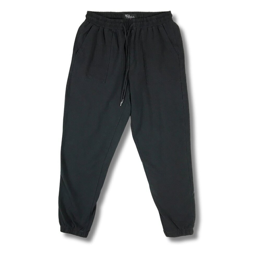 Black Elastic Waist Lightweight Joggers Pants SMALL